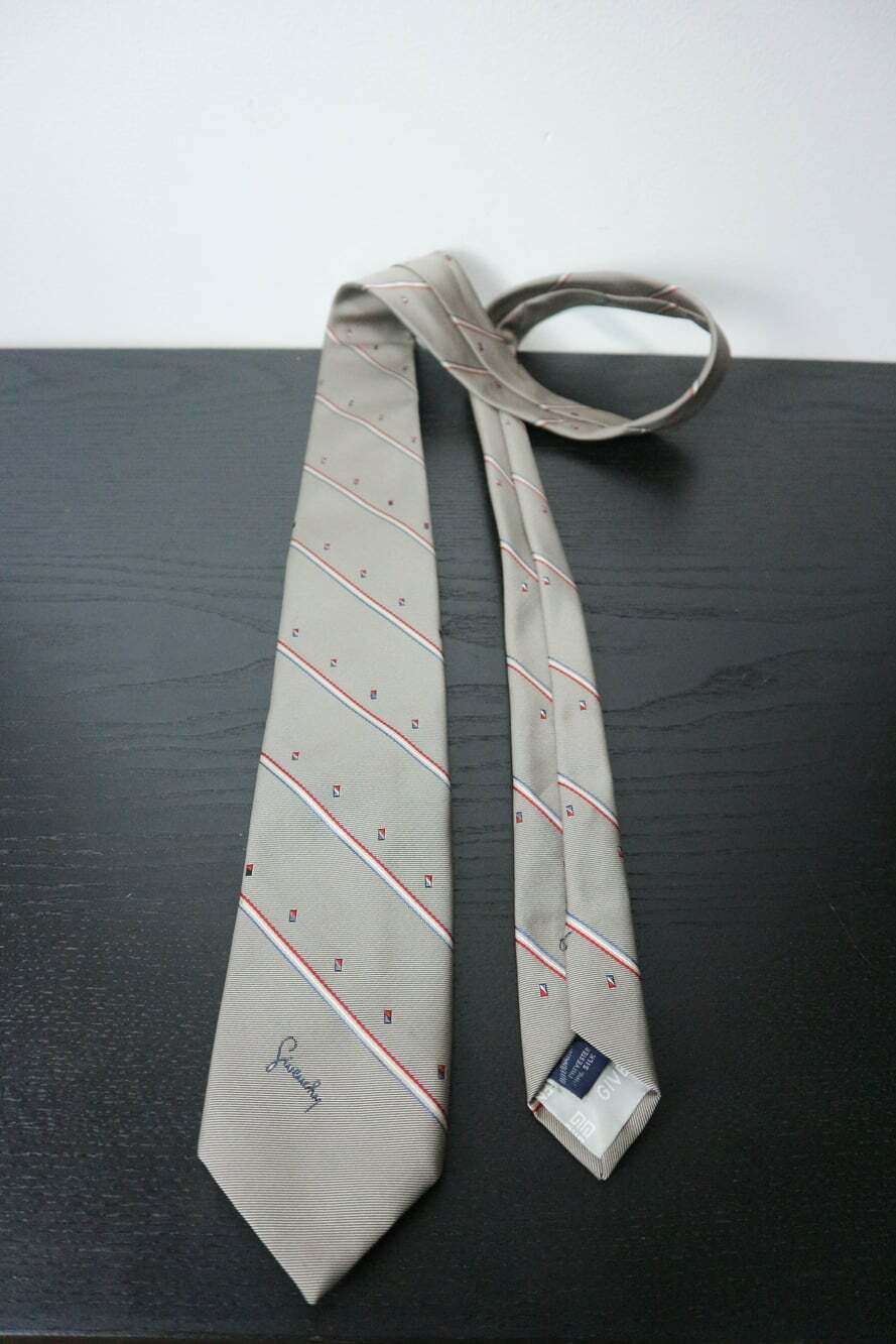 Givenchy Gentlemen Paris Vintage Striped Silk Blend Necktie Grey